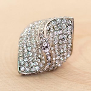 Size 9 Vintage Rhinestones Adjustable Ring, B7