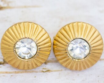 Vintage Victorian Circle Faux Diamond Clip On Earrings - BM1