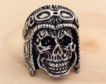 Size 10 Vintage Silver Skull Ring, B7
