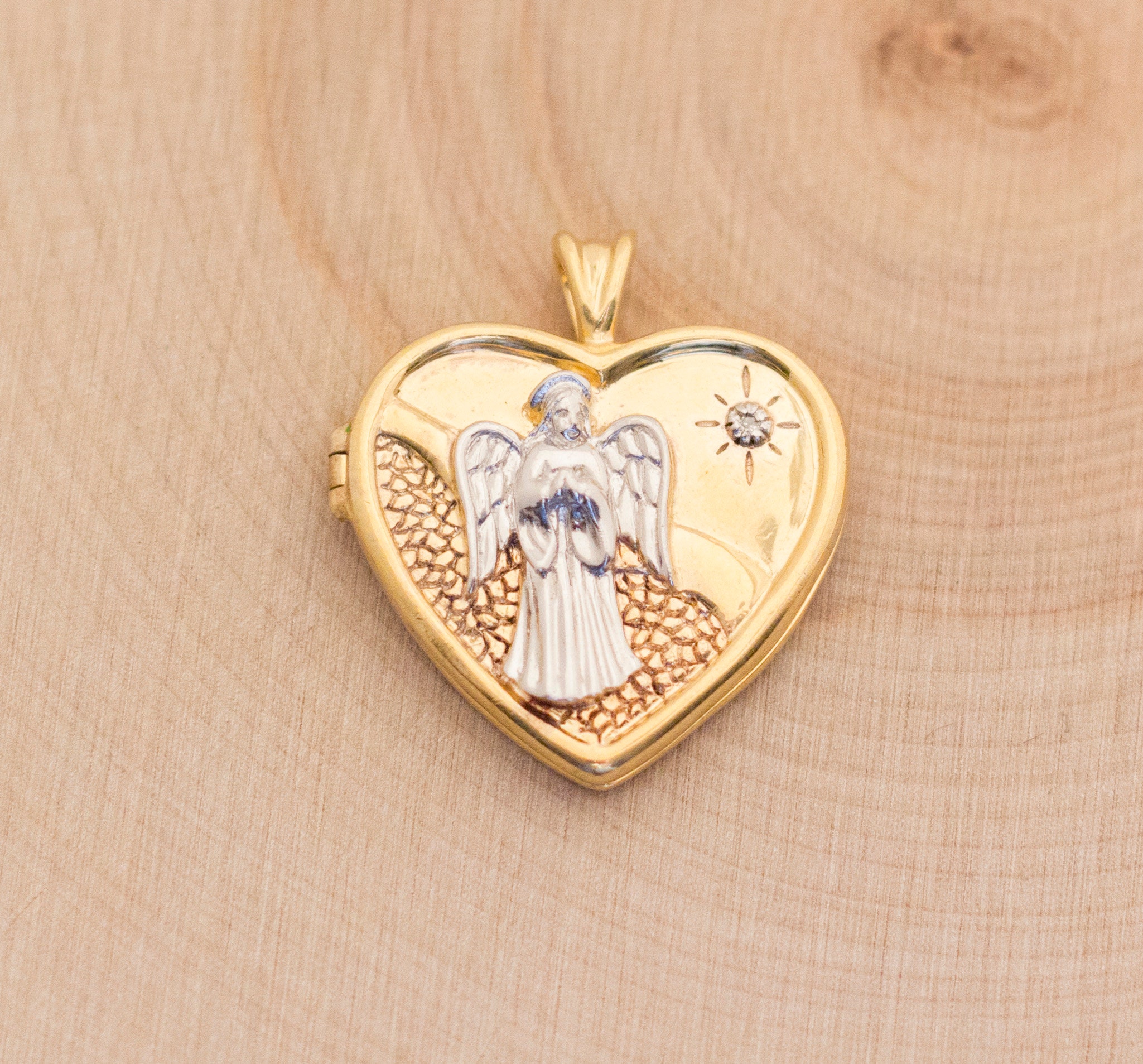 Sterling Silver Locket Heart Locket Christian Locket Angel Etsy