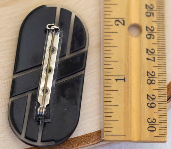 Vintage Black Oval Geometric Pattern Stylish Plas… - image 2