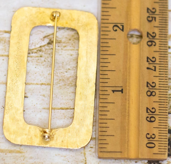 Vintage Basic Rectangle Gold Tone Brooch - BK1 - image 2