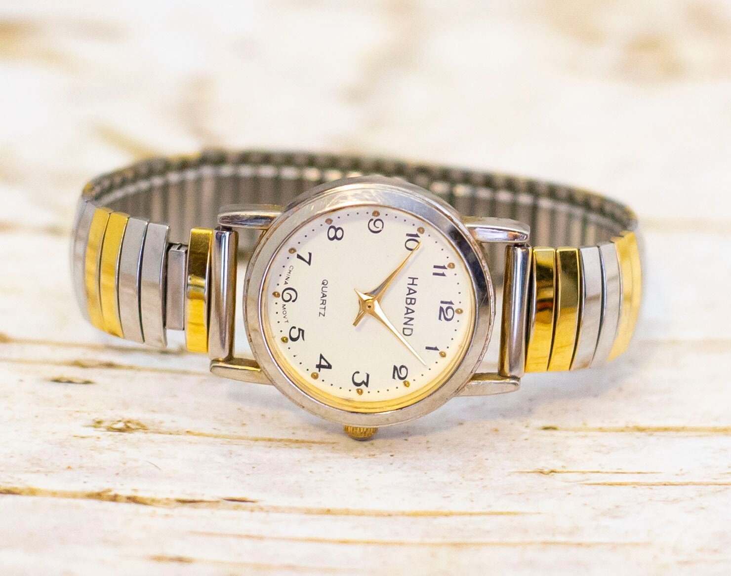 6 Inch, Vintage Gold Silver Modern Style Analog Watch by 