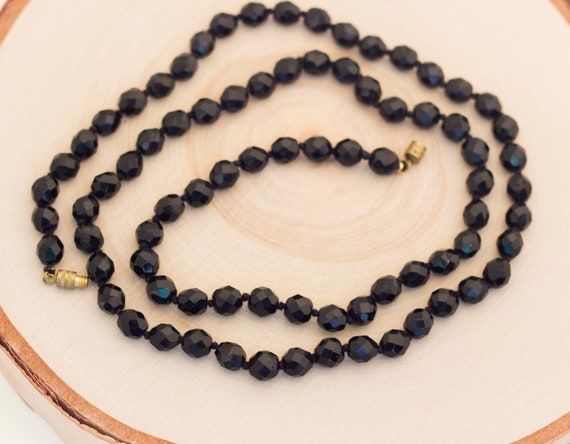 Vintage Necklace Gift For Her,BE1 Beaded Necklace Vintage Beaded Necklace Goth Necklace Gothic Necklace 25 Inch Black Beaded Necklace