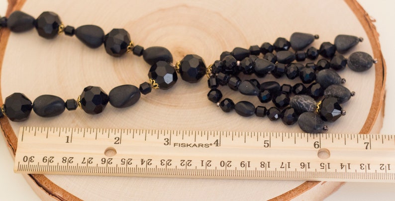 Vintage Necklace Gift For Her,BE1 Beaded Necklace Vintage Beaded Necklace Goth Necklace Gothic Necklace 25 Inch Black Beaded Necklace