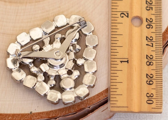 Vintage Triangular Rhinestone Diamond Silver Tone… - image 2