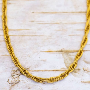 24 inch, Vintage Gold Tone Rope Style Chain Necklace -BA1