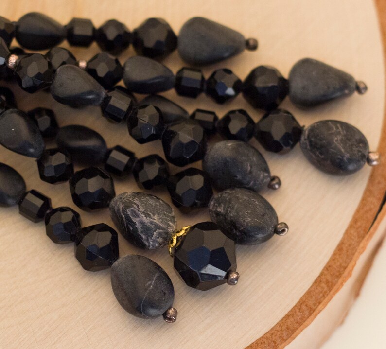 Vintage Necklace Gift For Her,BE1 Beaded Necklace Vintage Beaded Necklace Goth Necklace Gothic Necklace 25 Inch Black Beaded Necklace