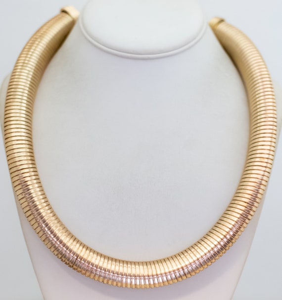 24 inch, Vintage Gold Tone Serpentine Collar Neck… - image 1