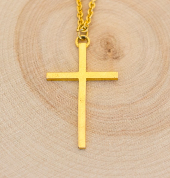 24 Inch Cross Necklace Gold Cross 