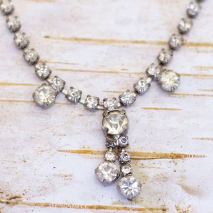 Collar de gargantilla de diamantes de imitación incoloros de diamantes colgantes vintage de 15 pulgadas - BE1