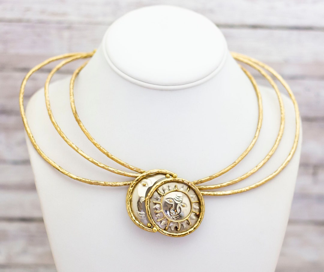 16 Inch, Vintage Sun and Moon Choker Necklace - B2 - Etsy