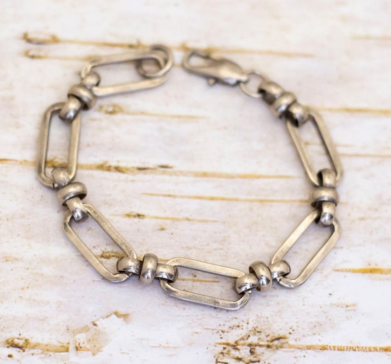 7 inch, Vintage Anchor Long Oval Chain Style Silv… - image 1