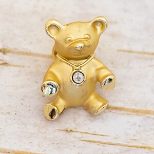 Vintage Adorable Bear Clear Rhinestones Pin by Giust - B19