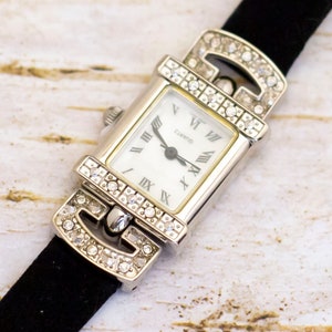 7 inch, Vintage Rhinestones Geometric Square Watch by Avon - BE1