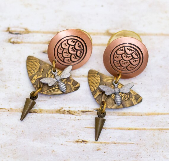 Vintage Butterfly Abstract Geometric Dangle Earri… - image 1