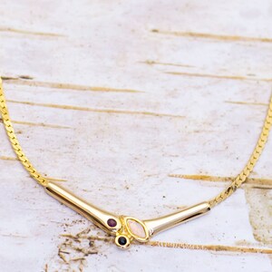 19 inch, Vintage Faux Pearl Gold Tone Linked Necklace - B2