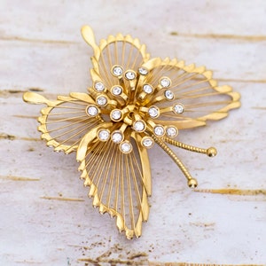 Vintage strass vlinder goudkleurige broche van Monet - BR1