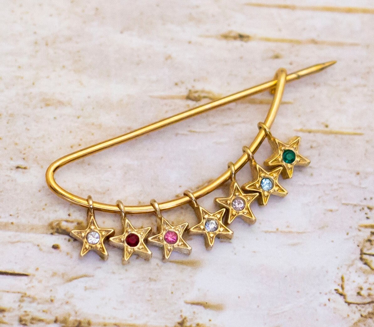 Broche Vintage étoile Multicolore En Strass - Alliage, Manque Un Strass Grenat
