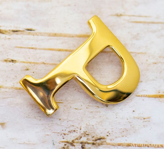 Vintage Minimalist Letter P Gold Tone Brooch by A… - image 1