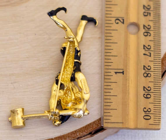 Golden Hammer Goblin Vintage Brooch by Marvella -… - image 3