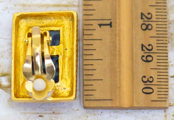 Vintage Geometric Rectangle Blue Patterned Clip O… - image 3