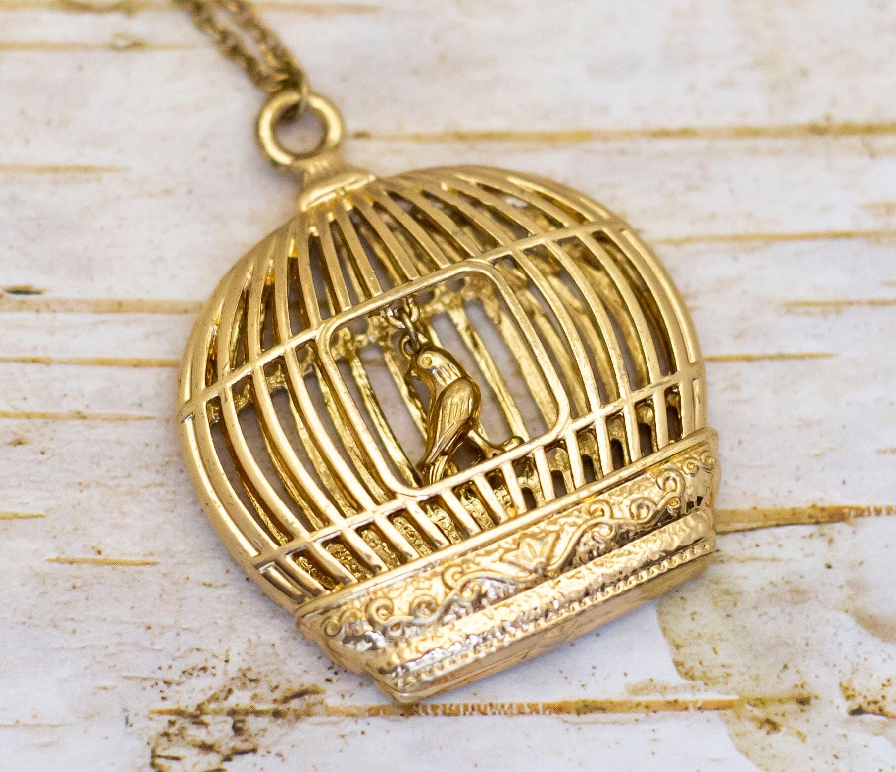 Gold cage pendant clearance