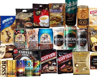 International Coffee Mystery Drinks and Snacks Box Perfect for College Packages and Birthday gifts. Coffee treats from all over the world.