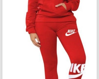 all red jogging suit