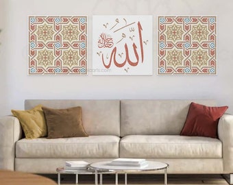 Islamic wall art, Islamic gift, Arabic wall art, Islamic decoration, Allah Name, 3PC SET, Islamic canvas, Islamic art, Arabic calligraphy