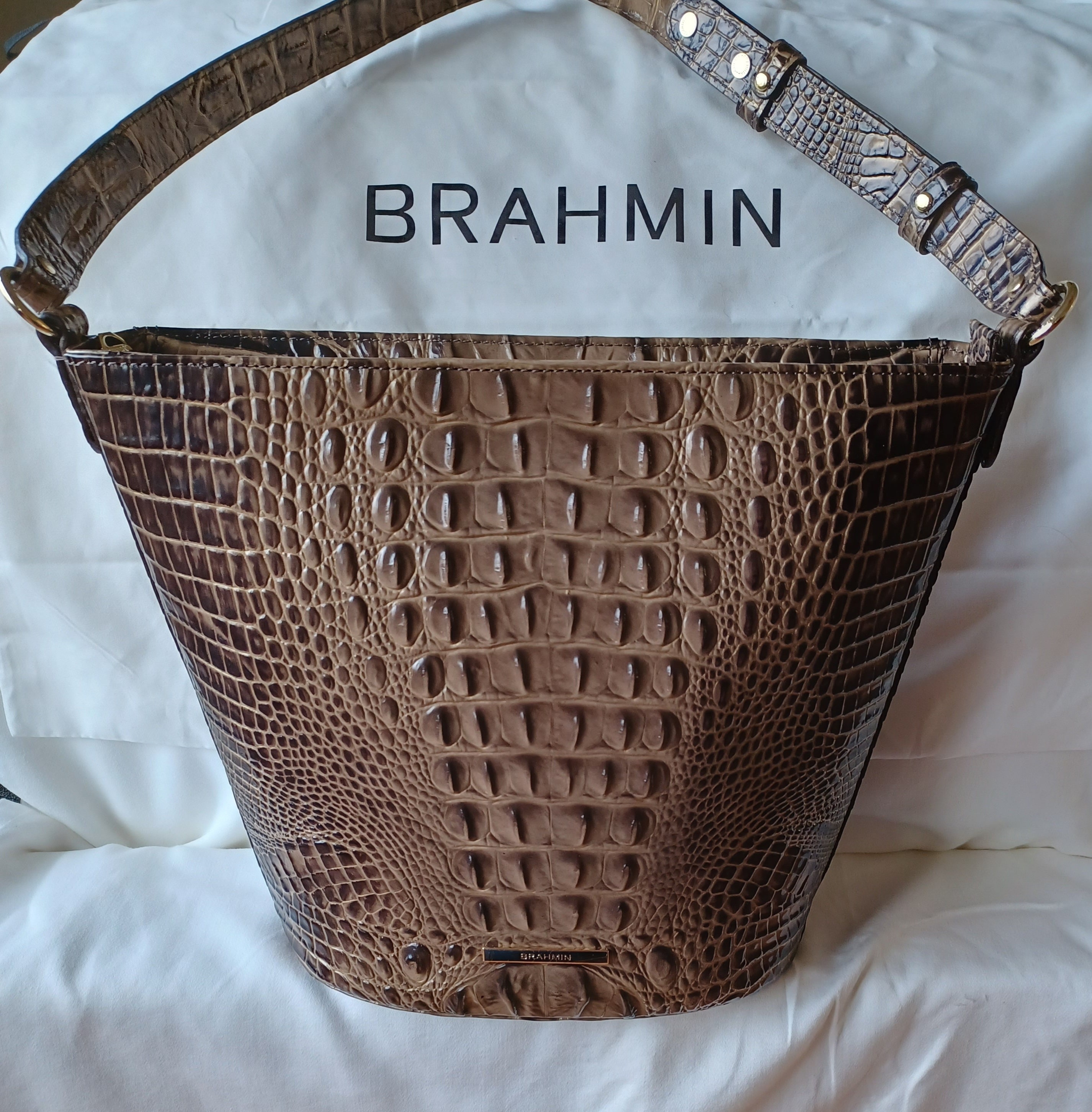 Brahmin Duxbury Dome Satchel Snake Marine Seville Leather 