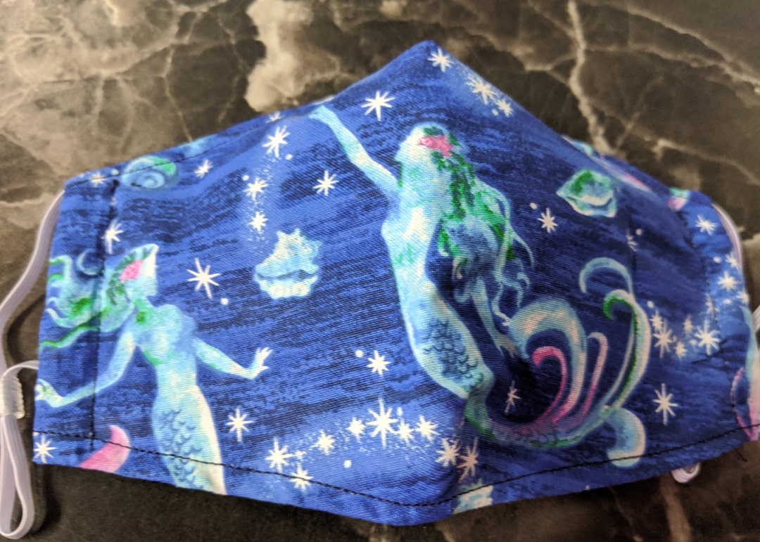 Mermaid Face Masks Masks Face Coverings Mermaids Etsy