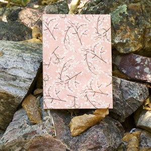 A5 handmade notebook for bullet journal, personal diary, writing journal or sketchbook. A6 notebook &#39;Sakura en Flor&#39;