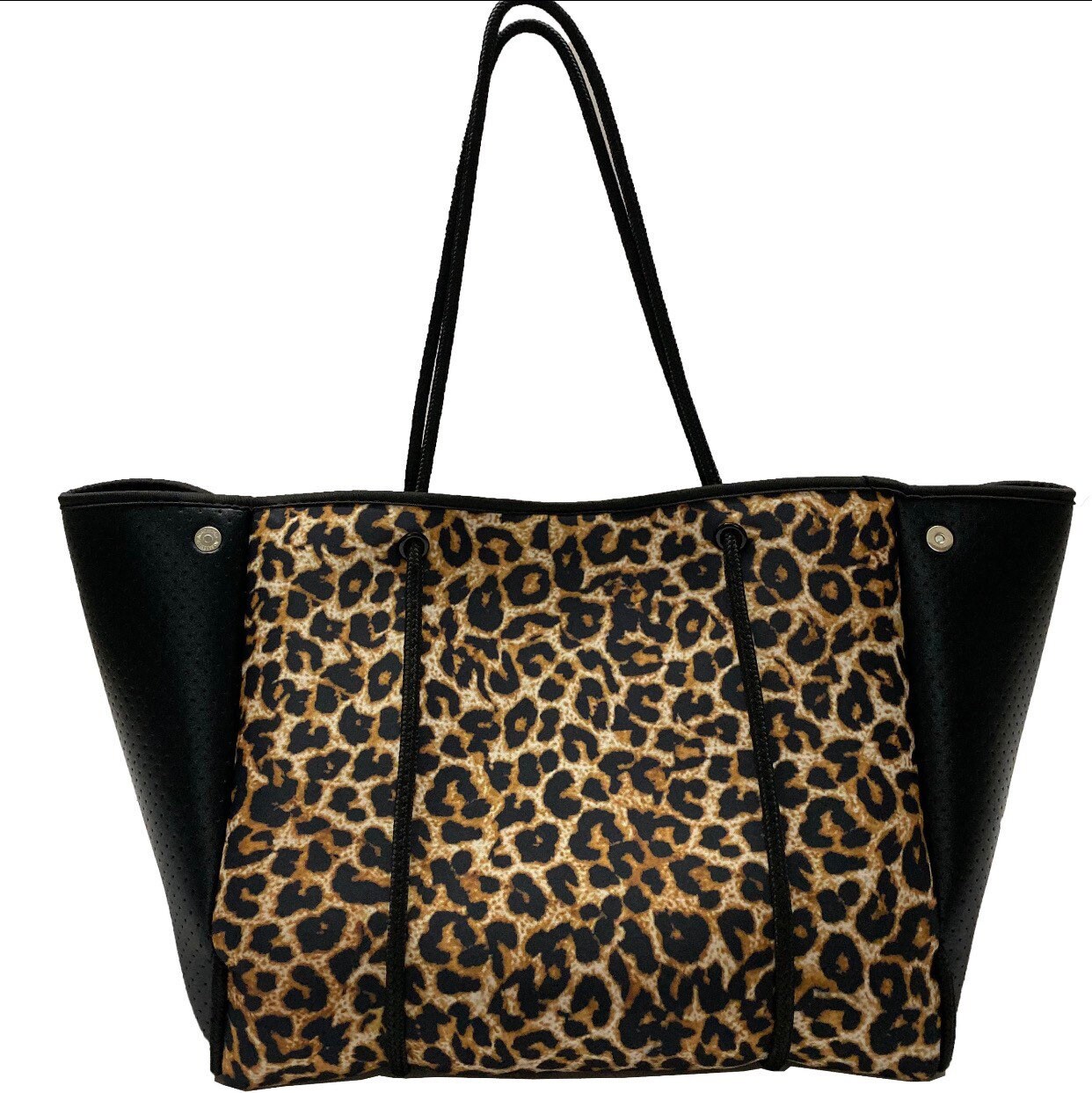 leopard neoprene tote bag