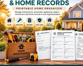 Home Maintenance Planner Printable | Seasonal Checklists, Warranty Tracker (PDF)