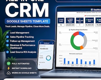 Outil de suivi des prospects CRM pour freelances | Modèle de pipeline de vente Google Sheets (Téléchargement numérique)
