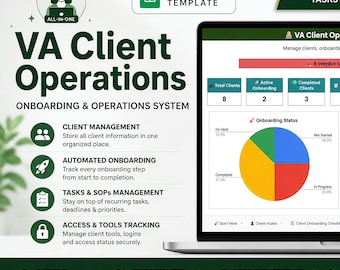 Client Tracker & Virtual Assistant Operations Dashboard | Client Onboarding Google Sheets Template (Digital Download)