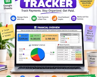 Invoice & Payment Tracker | Google Sheets Client Billing and Outstanding Balance Dashboard