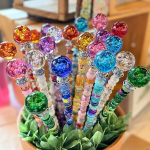 Beaded Plant Stakes: Handmade Plant Bling, Fairy Garden Decor