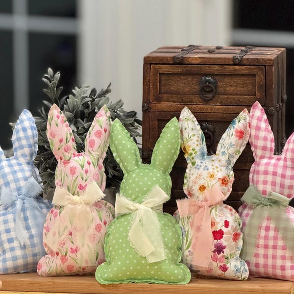 Stuffed Fabric Bunny (9 inches tall)