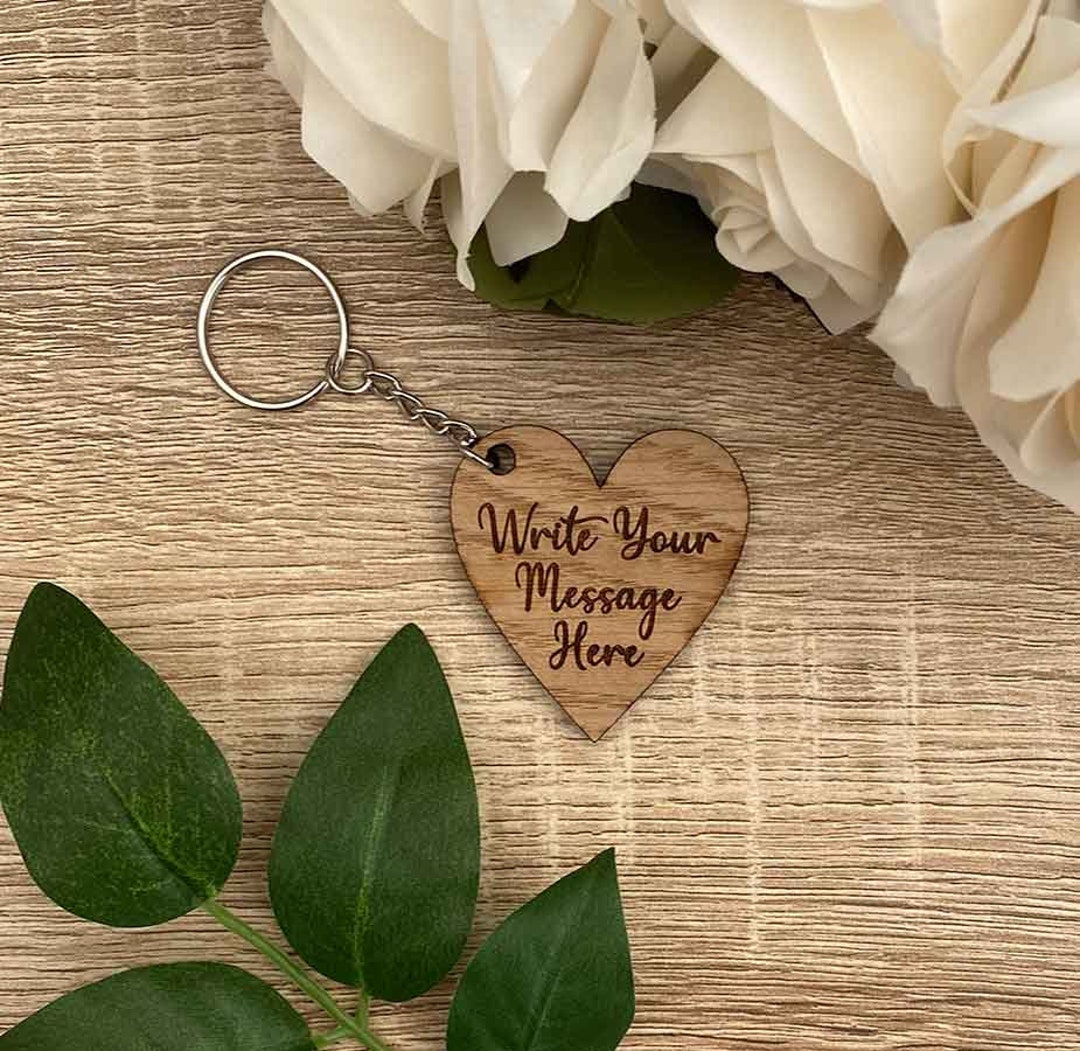 Key Ring Sentiment Heart Keyring (bespoke) - 'with A Message or Name of Your Choice' - Etsy UK