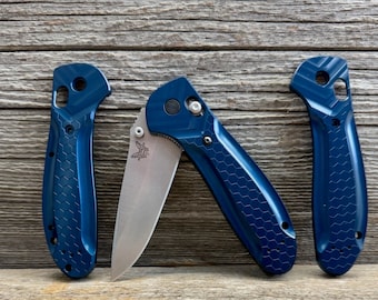 Midnight Lagoon Blue Anodized Honeycomb Billet Aluminum Tritilian design scales Full Size Griptilian custom Knife Handle, knife scales, EDC