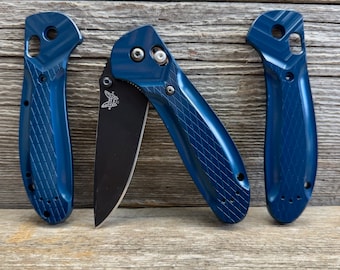 Midnight Lagoon Blue Anodized Diamond Billet Aluminum Tritilian design scales Full Size Griptilian custom Knife Handle, knife scales, EDC