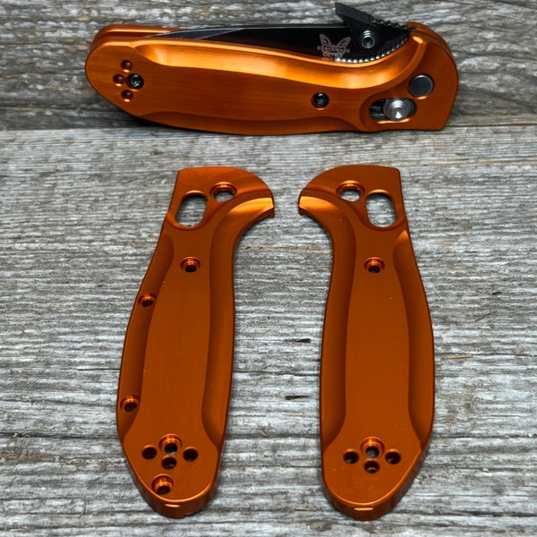 Billet Aluminum, Orange, Benchmade Mini Griptillian Tritilian Smooth Closed Spine  knife scales, gift for dad, everyday carry knife