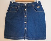 Vintage Gallini Denim Mini Skirt in Indigo - Size 14