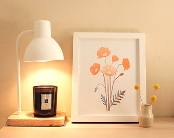 Poppy Flower Poster / Floral risograph prints / Thanksgiving Gift ideas / 11in*8.5in Poster / For Her