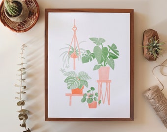 Plant Lady Poster | Risograph Print | 8.5x11 in | 3 Color Options | Wall Art | Gift Ideas