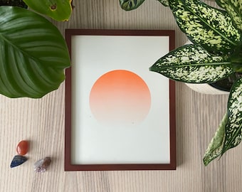 Orange Sunset Risograph Print: Handmade Wall Art (8.5x11 in)