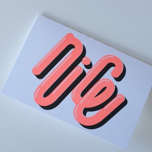 NICE Greeting Card Neon Orange Black Risograph Greeting Cards NICE card for friends, families and kids, gift idea image 2