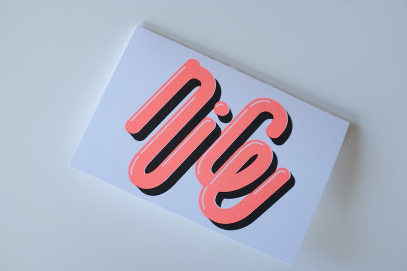 NICE Greeting Card Neon Orange Black Risograph Greeting Cards NICE card for friends, families and kids, gift idea image 2